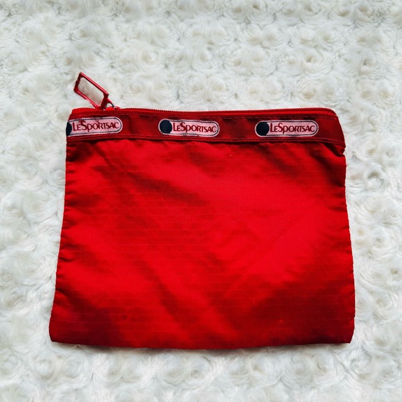 LeSportsac Vintage Red Cosmetic Travel Case Bag Top Zipper - Picture 3 of 4